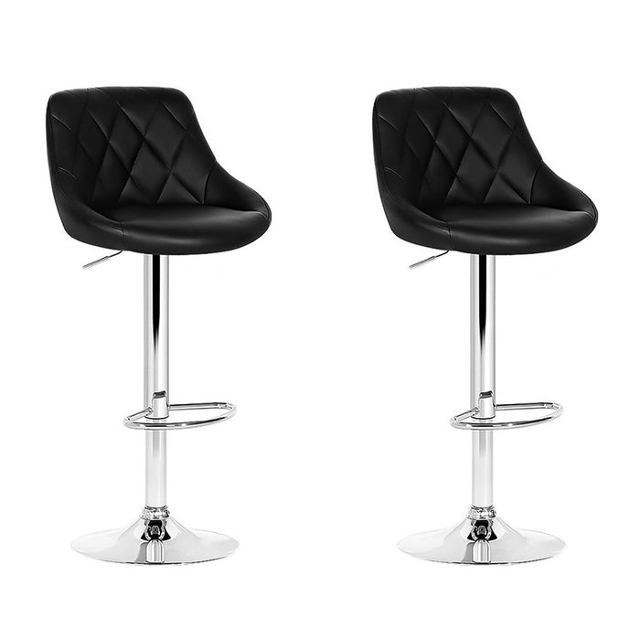 Tatiana Pu Leather swivel Bar Stools (Set of 2) Black