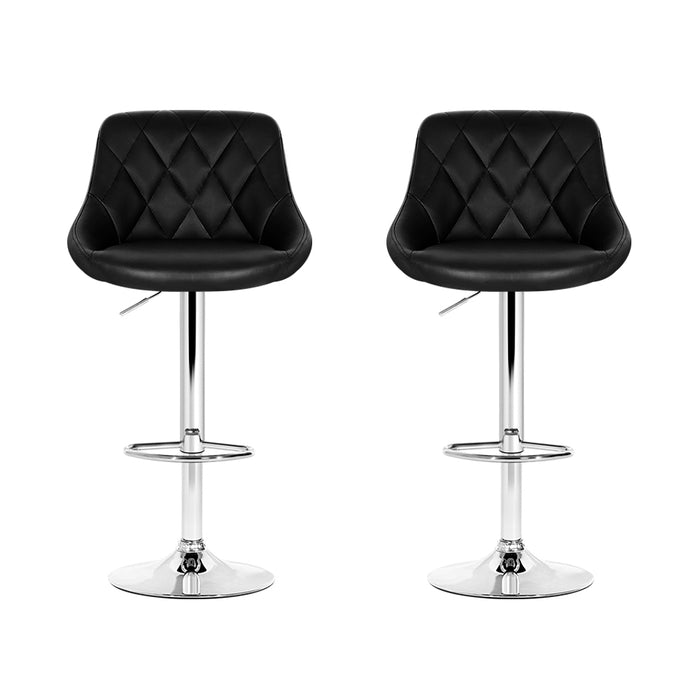 Tatiana Pu Leather swivel Bar Stools (Set of 2) Black