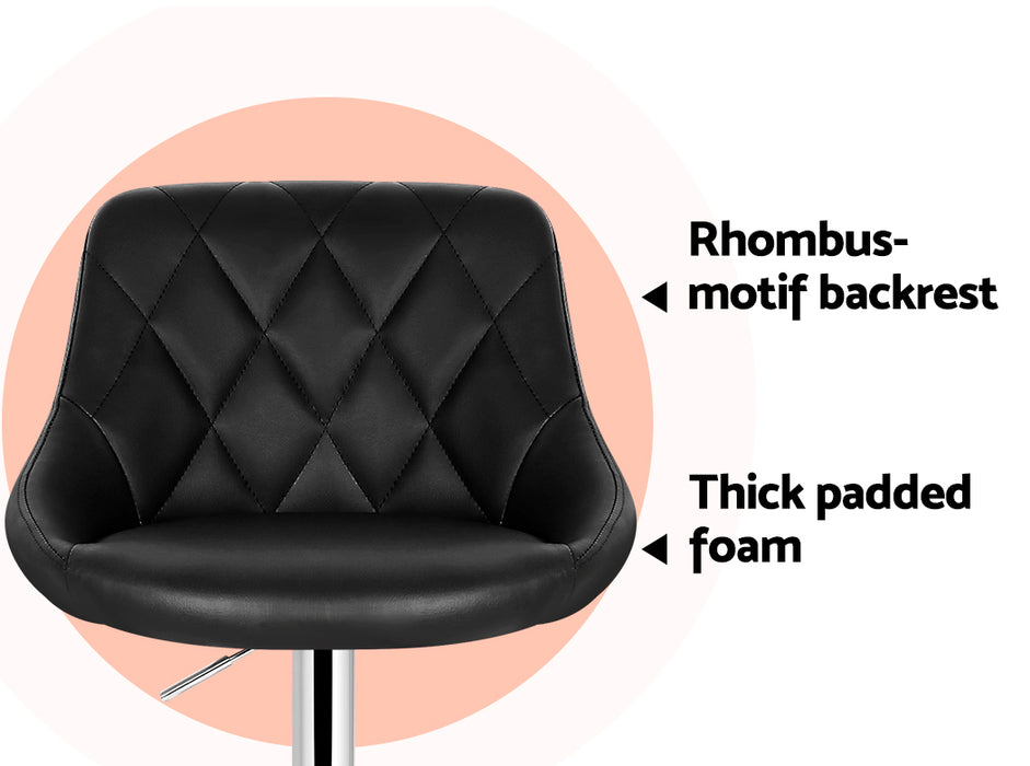 Tatiana Pu Leather swivel Bar Stools (Set of 2) Black