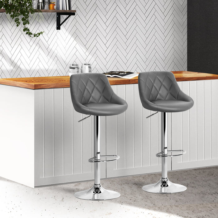 Tatiana Pu Leather swivel Bar Stools (Set of 2)