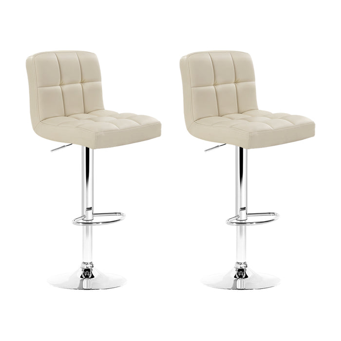 Maren Pu Leather Swivel  Bar Stool (Set of 2) Beige