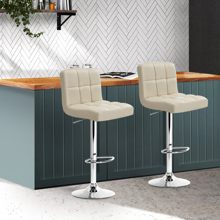 Maren Pu Leather Swivel  Bar Stool (Set of 2) Beige