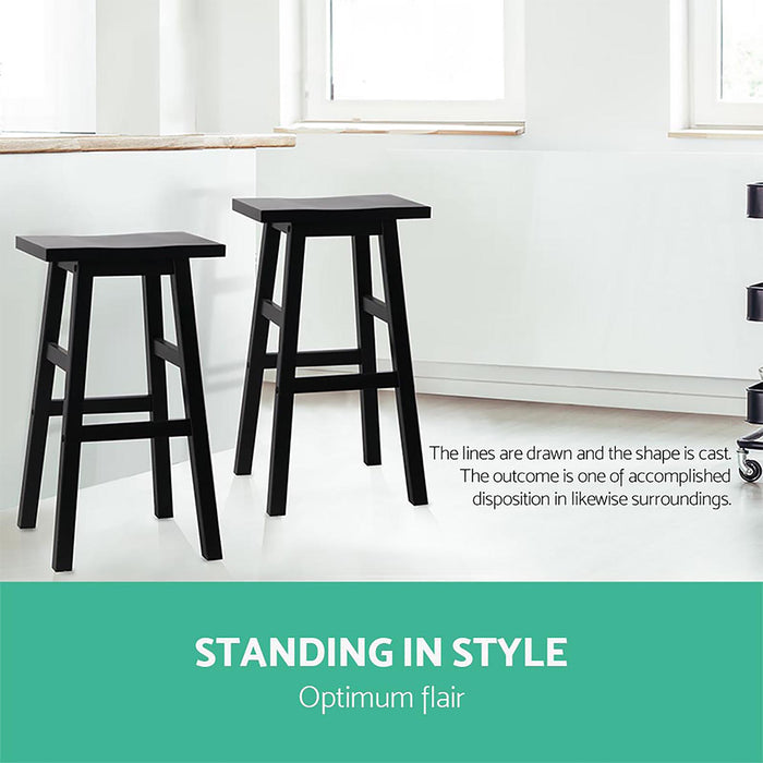 Orlando Wooden Kitchen Stool (Set of 2) Black 66cm