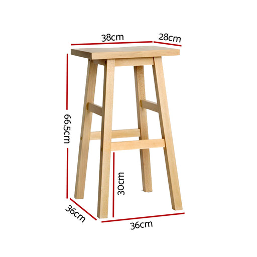 Artiss Set of 2 Beech Wood Bar Stools - Natural