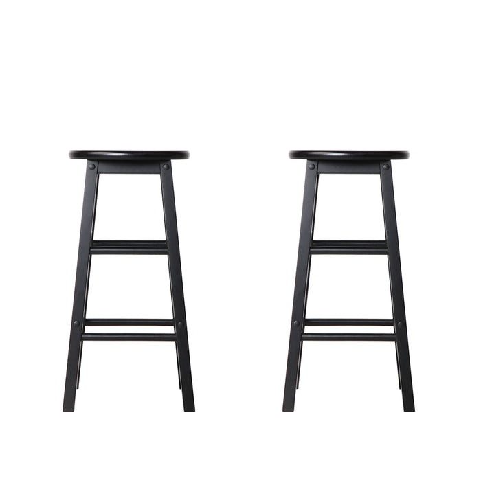 Artiss Set of 2 Wooden Backless Kitchen Counter Stools - Black