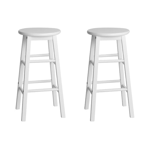 Artiss Set of 2 Beech Wood Backless Bar Stools - White