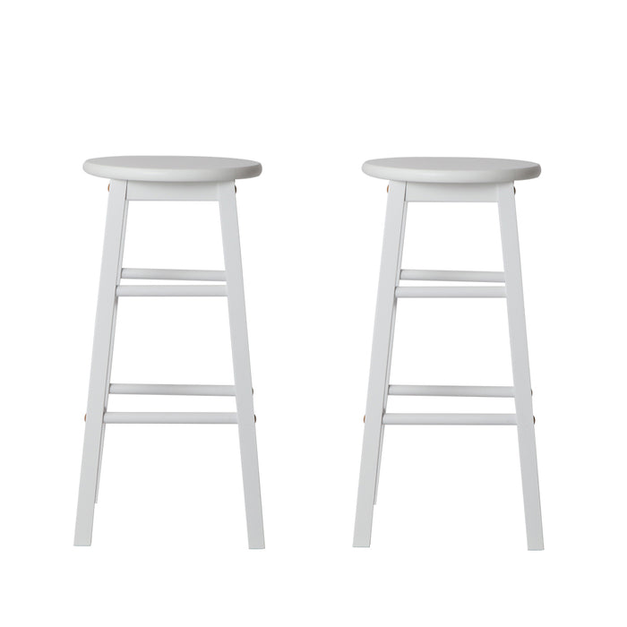 Artiss Set of 2 Beech Wood Backless Kitchen Counter Stools - White