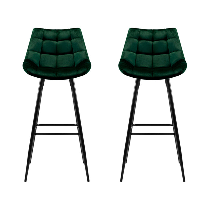 Paris velvet Bar Stool (set of 2 ) 76 cm-Green