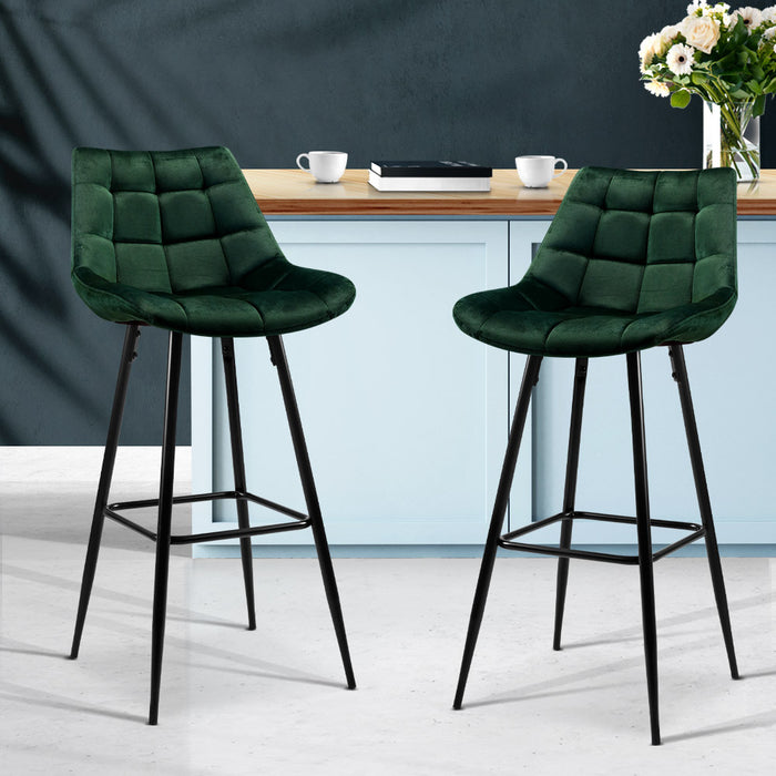 Paris velvet Bar Stool (set of 2 ) 76 cm-Green