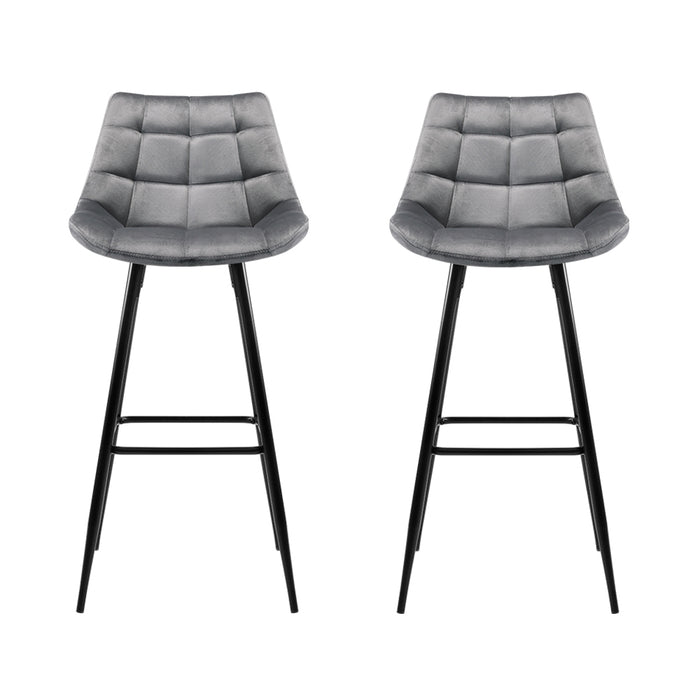 Paris velvet Bar Stool (set of 2 ) 76 cm-Grey