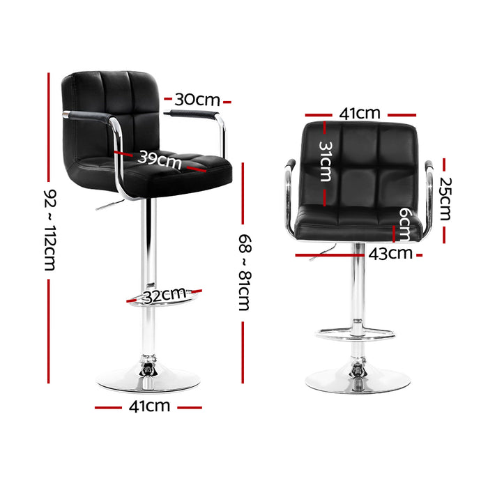 Black Gas lift Swivel Armrests Bar Stools