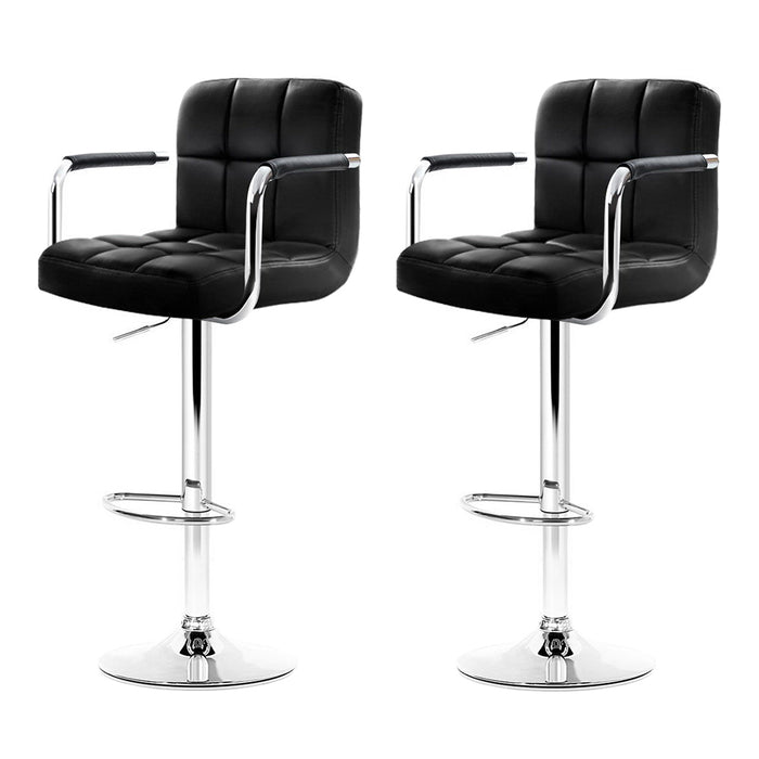 Black Gas lift Swivel Armrests Bar Stools