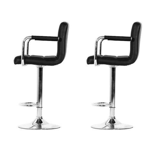 Black Gas lift Swivel Armrests Bar Stools