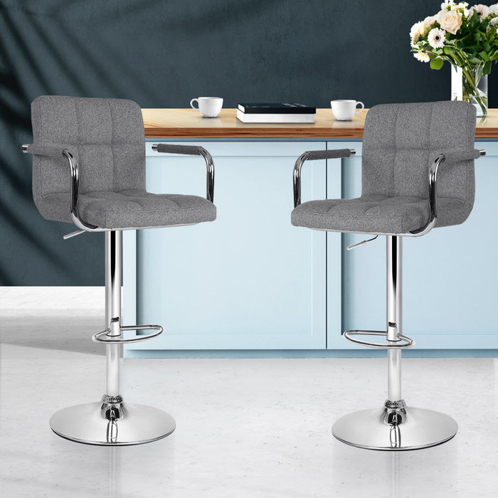 Colette Grey Swivel With Armrest Bar Stool (Set of 2)