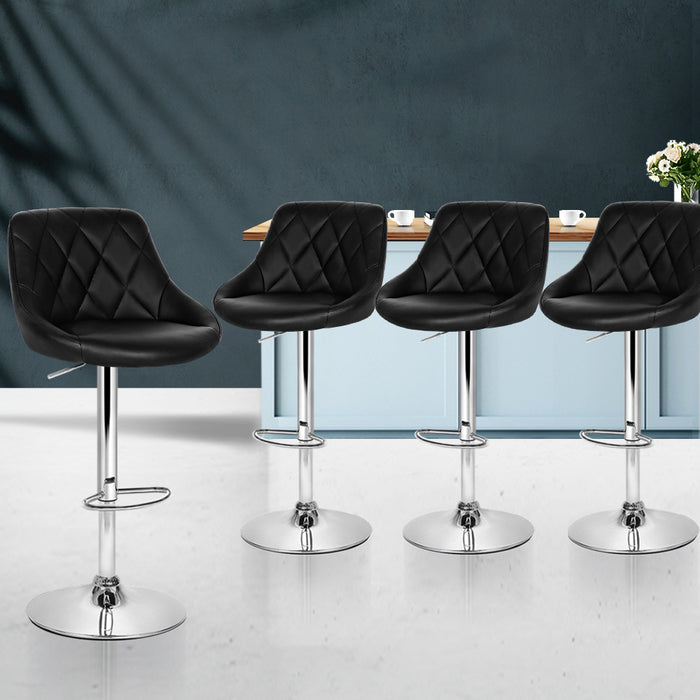 Tatiana Pu Leather swivel Bar Stools (Set of 4) Black