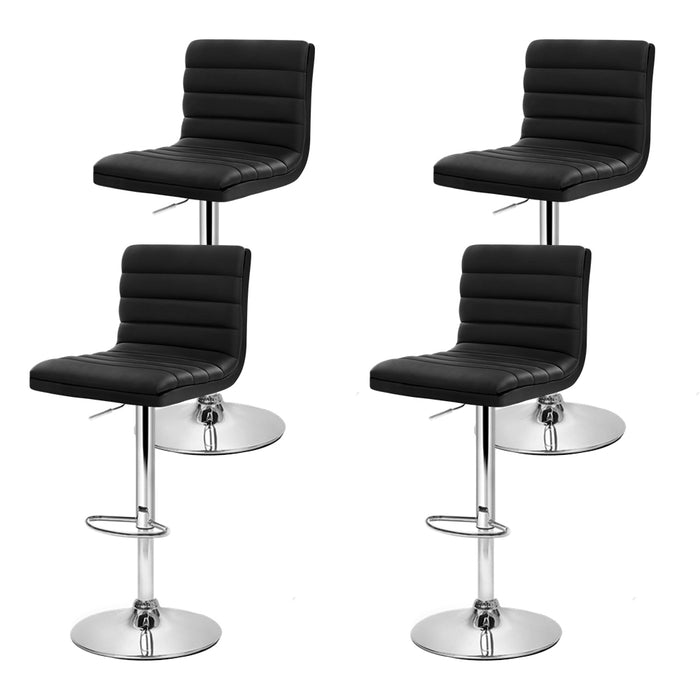 Ghana Pu Leather Black Swivel Bar Stools  (Set of 4)