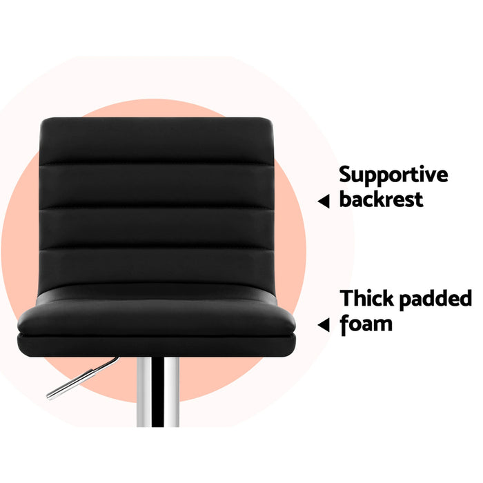 Ghana Pu Leather Black Swivel Bar Stools  (Set of 4)