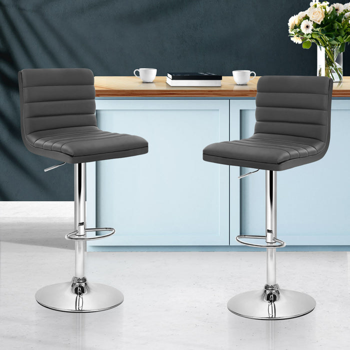 Ghana Grey Pu Leather Swivel Bar Stools (Set of 2)