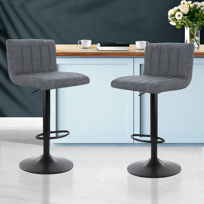 Georgia Faux  Leather Bar Stools (Set of 2) Grey