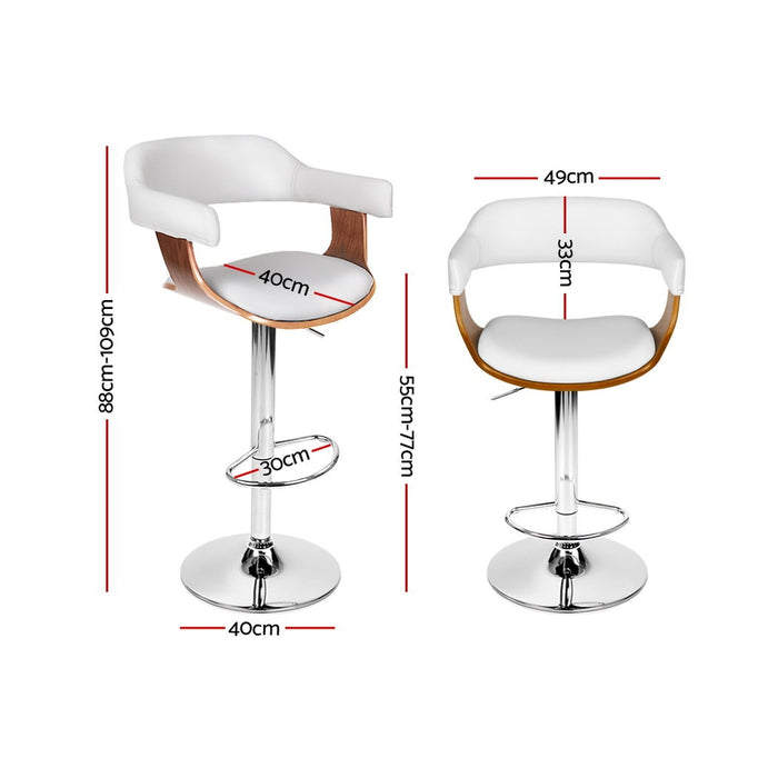 Eden Wooden Swivel Pu Leather Bar Stool White Seat