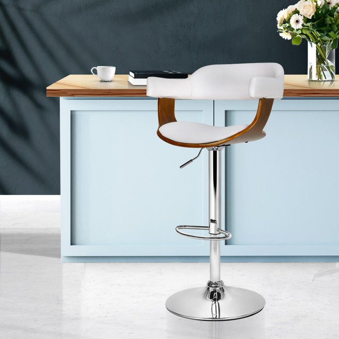 Eden Wooden Swivel Pu Leather Bar Stool White Seat