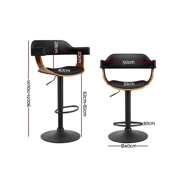 Willow Leatherette Bar Stool - Black and Wood