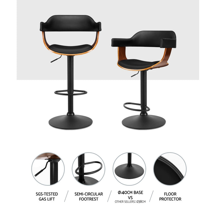 Willow Leatherette Bar Stool - Black and Wood