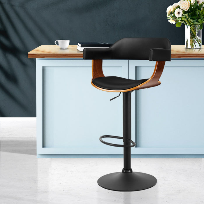 Willow Leatherette Bar Stool - Black and Wood