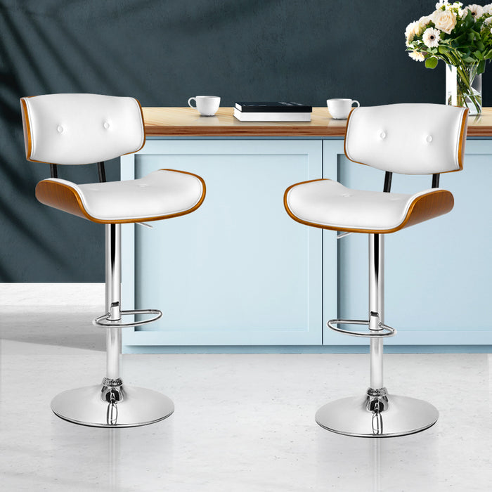 Phoenix Classical Pu Leather Kitchen Stool (Set of 2) White