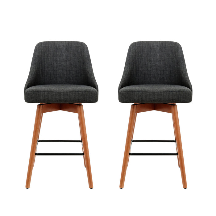 Marlowe Fabric Kitchen Bar Chair  (set of 2) 65cm Charcoal