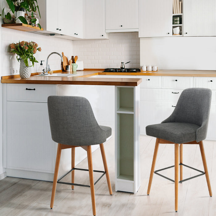 Marlowe Fabric Kitchen Bar Chair  (set of 2) 65cm Charcoal