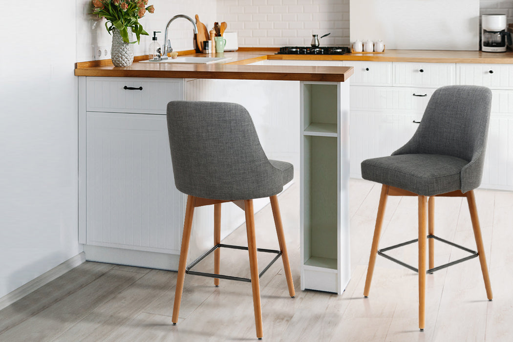 Marlowe Fabric Kitchen Bar Chair  (set of 2) 65cm Charcoal