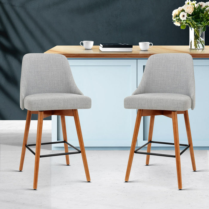 Marlowe Fabric Bar Chair  (set of 2) 65cm Grey