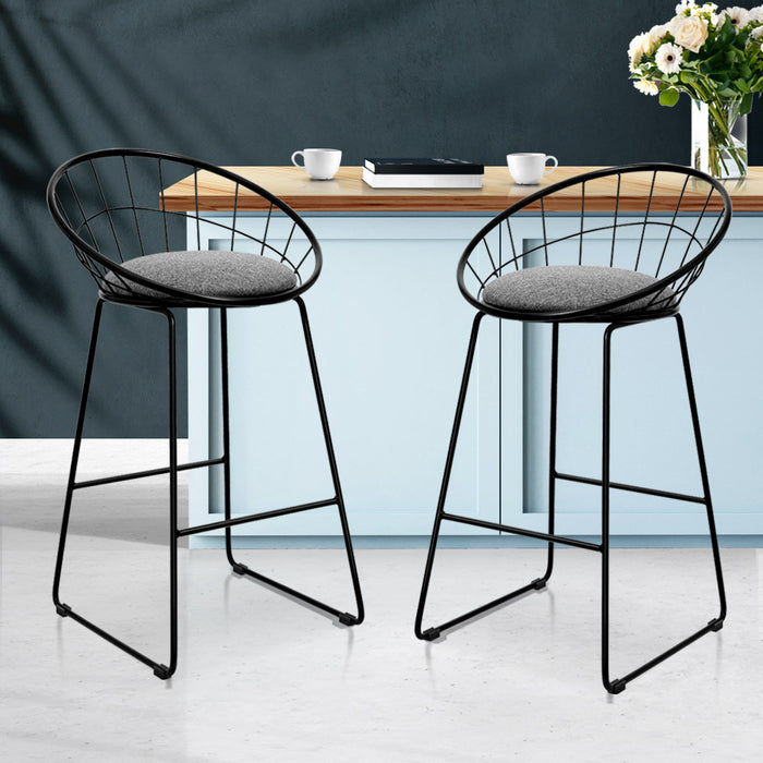 Shelly Kitchen Bar Stools (Set of 2) 65cm Black/Grey