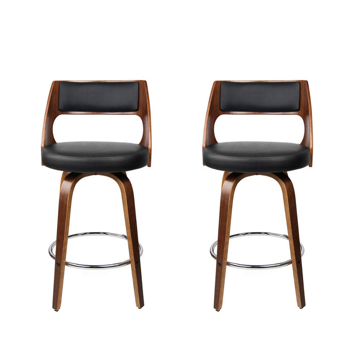 Venetia Bar Stools Leatherette-Wood (Set of 2)  65cm