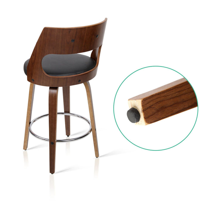 Venetia Bar Stools Leatherette-Wood (Set of 2)  65cm