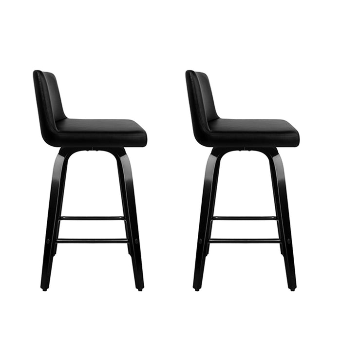 Salena Leatherette Kitchen bar Stool (Set of 2) Black