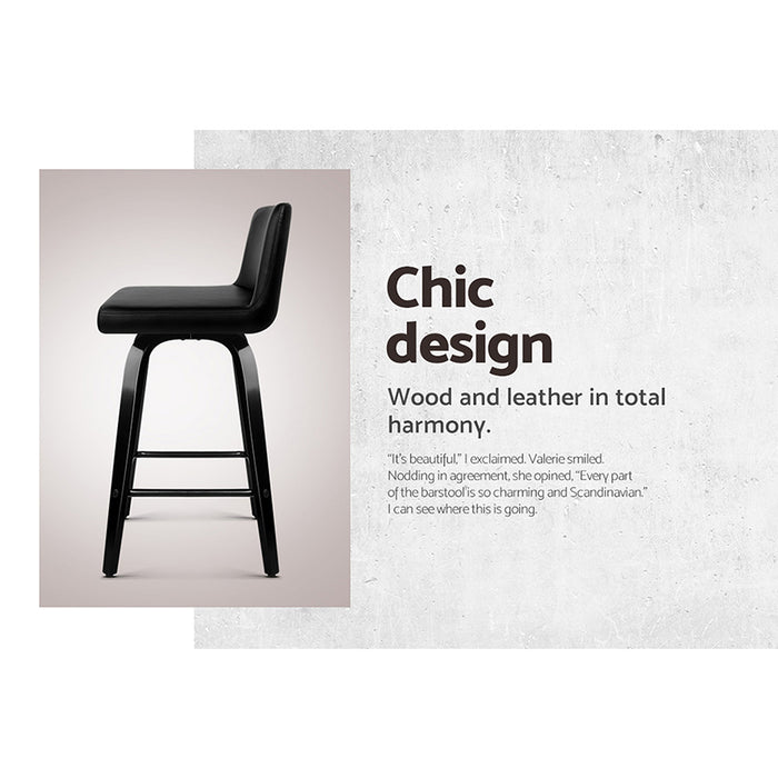 Salena Leatherette Kitchen bar Stool (Set of 2) Black