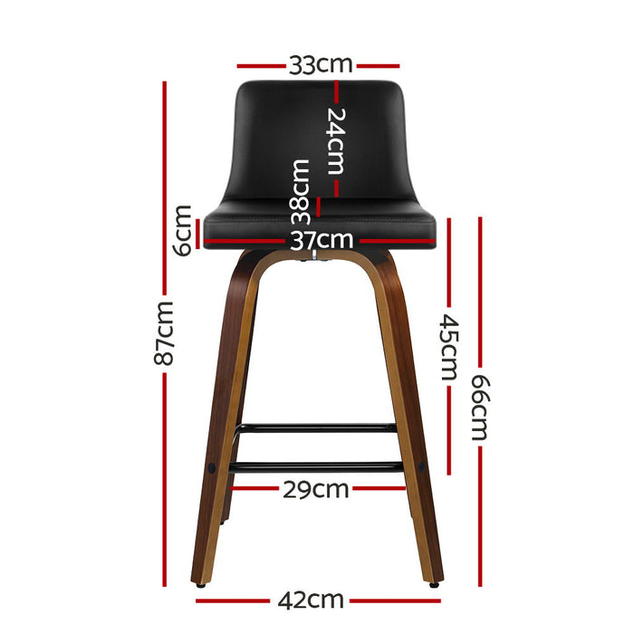 Salena Leatherette Kitchen Bar Stool (Set of 2) Black-walnut