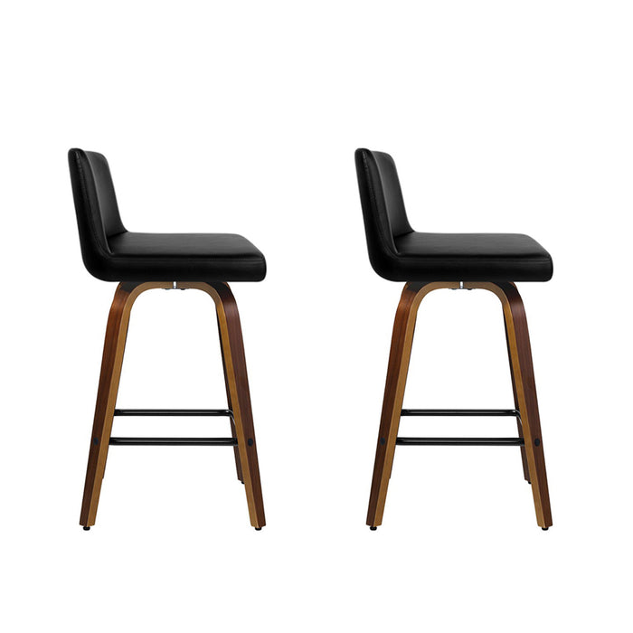 Salena Leatherette Kitchen Bar Stool (Set of 2) Black-walnut