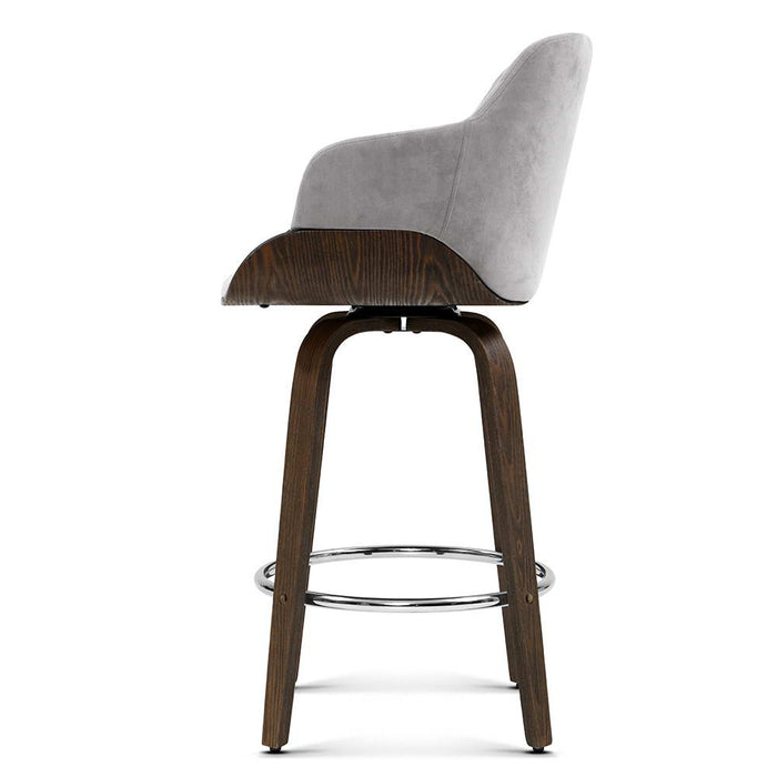 Amal High Class Velvet Swivel Bar Stool 70cm Grey