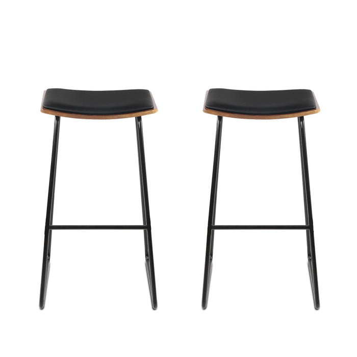 Boston Pu Leather metal  Bar Stool (SET OF 2) BLACK