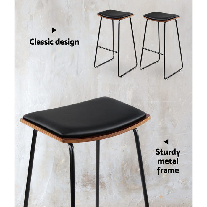 Boston Pu Leather metal  Bar Stool (SET OF 2) BLACK