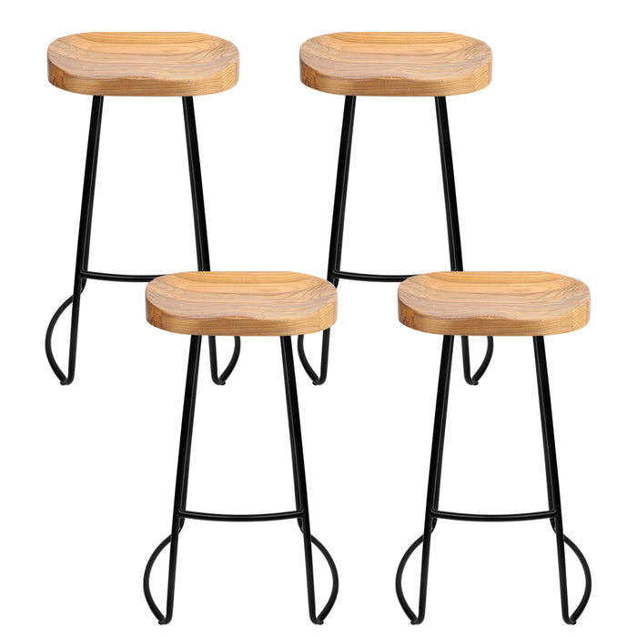 Toledo Wooden Bar Stool  (Set of 4 ) 75cm Natural & industrial