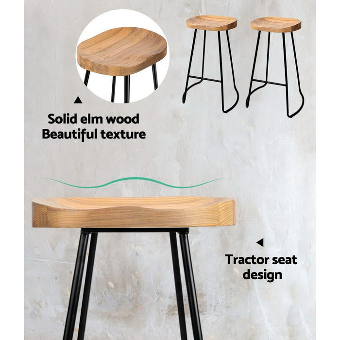 Toledo Wooden Bar Stool  (Set of 4 ) 75cm Natural & industrial