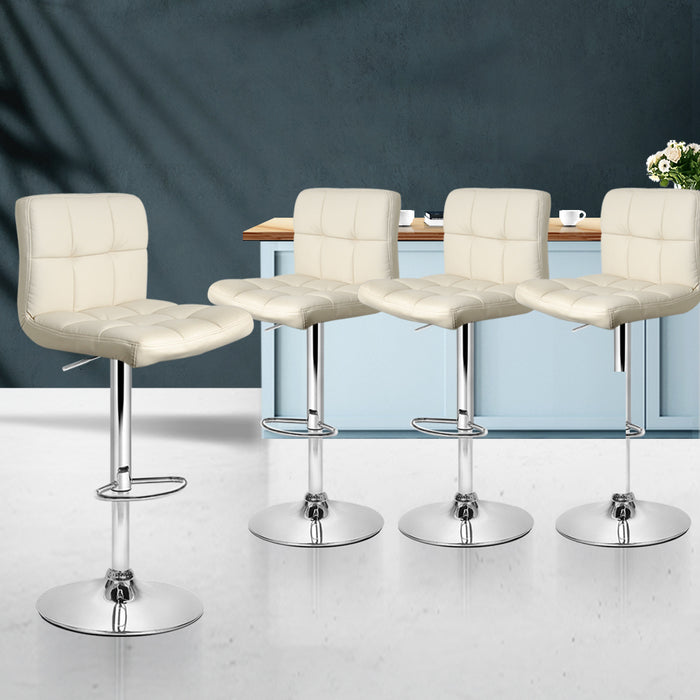 Maren Pu Leather Swivel  Bar Stool (Set of 4) Beige