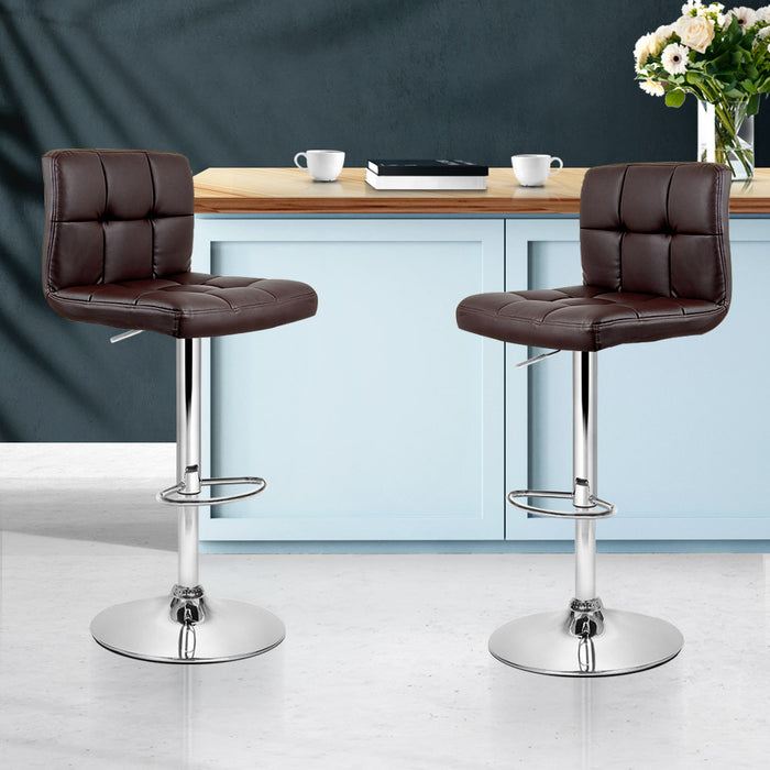 Ariel Comfort Leatherette Bar Stool (Set of 2) Chocolate Brown