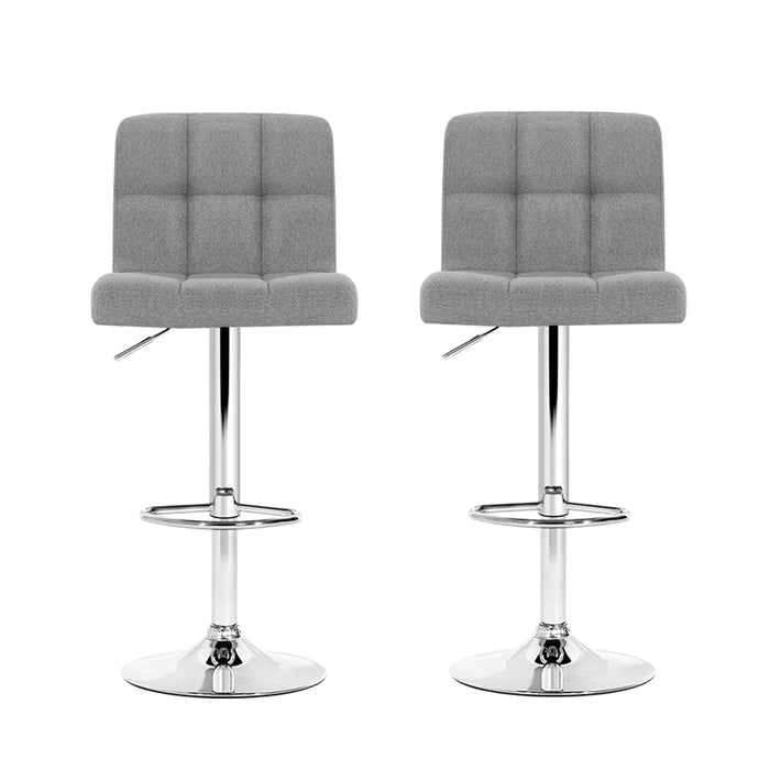 Colette  Fabric Grey Swivel Bar stool (Set of 2)