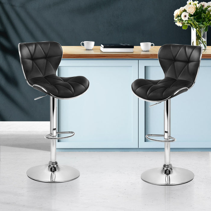 Sophia Pu Leather Bar Stool (Set of 2) Black