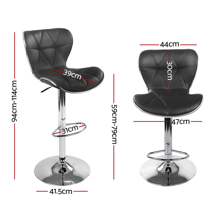 Sophia Pu Leather  Bar Stool (Set of 4) Black